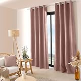 ED Enjoy Home Enjoy Home, Obscurcissant Fileté avec 8 Œillets en Métal Chromé diam 4 cm, Polyester, 140x240cm, Collection Floppy, Coloris Vieux Rose, Rideau pour la Maison, 140 x 240