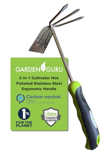 Garden Guru Hand Cultivator Rake Hoe Tiller Tool -