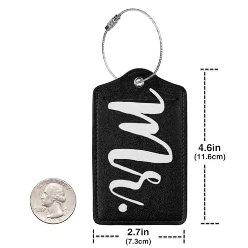 2 Pcs Mr and Mrs Luggage Tags for Suitcases, Privacy Cover ID Label with Steel Loop, Bachelorette Bridal Honeymoon Wedding Anniversary Travel Gift for Couples Bride Groom Husband Wife Men Women Gift2