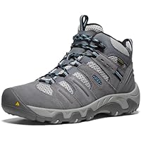 KEEN Women's Headout Mid Height Waterproof All Terrain Hiking Boots, Steel Grey/Blue Heaven, 6 US