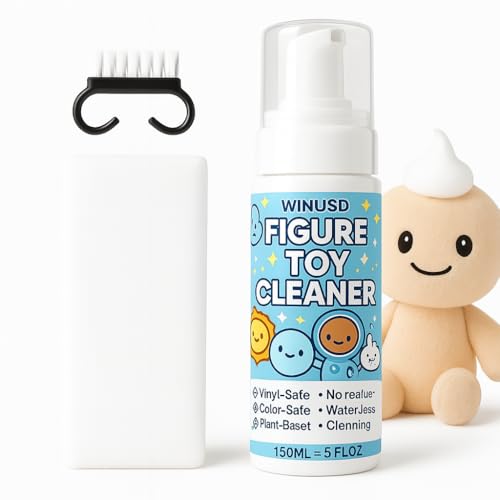 Figure & Plush Toy Cleaner - 5oz Foam Spray for Stuffed Animals & Soft Dolls with Brush & Cloth | No Rinse, Zero Residue, Color-Safe| Safe for Delicate Fabrics & Pets, Christmas Gifts for Plush Lovers