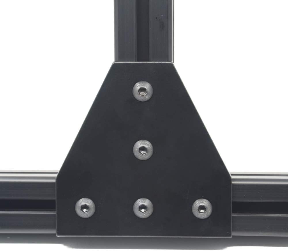 Iverntech 4Pcs Black T Shape Corner Bracket Connector Outside Joint Board Plate with 20Pcs M8 T-Nuts+20Pcs M8 Screws +1Pcs Wrench for Standard 8mm Slot 4040 Series Aluminum Extrusion Profile