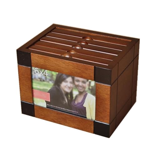 Caja de madera for álbumes de fotos, con forma de cubo y 5 álbumes extraíbles de 15 x 10 cm, ideal for guardar fotos de 15 cm en casa, for bodas y aniversarios.