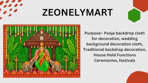 Image of varalakshmi Pooja Backdrop | Lakshmi Devi Backdrop Decoration with Coconut Leaves Design Background and Banana Leaves Decoration 6x8 Feet | varalakshmi Backdrop