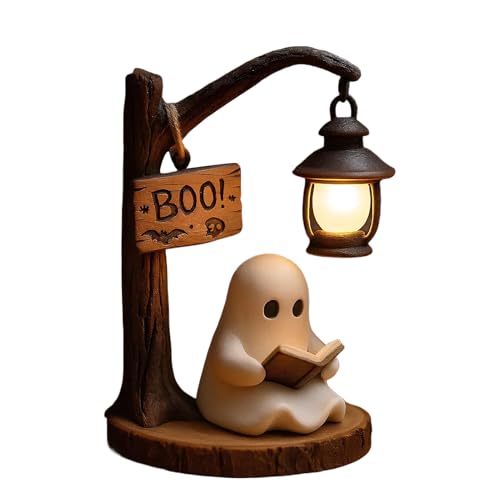 Ghost Reading Lantern - Luz decorativa de resina 3D | Lámpara de noche estética, accesorio de ángulo de lectura, iluminación nocturna espeluznante, decoración de Halloween para dormitorio de salón