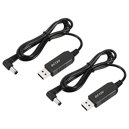 2pz DC 5V a DC 12V USB Step Up Voltaggio Convertitore Cavo Alimentazione con DC jack Gomito 5.5 Mm x 2.5 Mm Ottimo per Router Fotocamera Nero 6W 1A