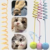 taoleon | Leaping Cat Spring Toy - If Your Cats Loves Wand Toys, Try This | Interactive Hanging Enrichment & Cat Furniture Add-on, Suitable for Both Indoor Adult Cats and Kittens(Yellow+Pink+Blue)