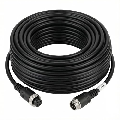 HUACANG   Cable de extensión de aviación de 10 m, 33ft,Impermeable, para Monitor de 4 Pines, camión, Furgoneta, tráiler CCD de visión Trasera …