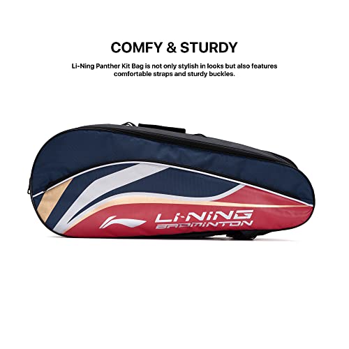 Li-Ning Panther Double Zipper Polyester Badminton Kit Bag | Stash Pocket | Ample Storage | Unisex - Men, Boys, Girls, Women 5 41+EF77 W2L