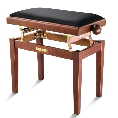 Donner Adjustable Piano Bench, Solid Wood Keyboard Bench Piano Chair Seat with High-Density Sponges...