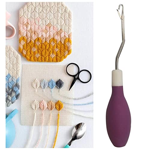 Aguja de curva premium con mango de silicona para tejer alfombras finas 8