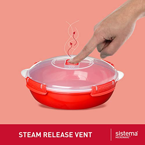 Sistema Microwave runde Mikrowellenschüssel | 1,29 l Mikrowellenbehälter mit Dampfventil | BPA-frei | rot 3