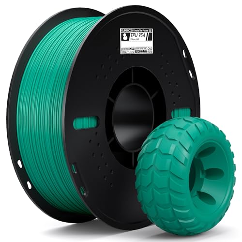 ELEGOO TPU Filament 1.75mm Green 1KG, 95A Flexible Soft 3D Printing Filament 1KG Spool(2.2lbs) Fits for Most FDM 3D Prin