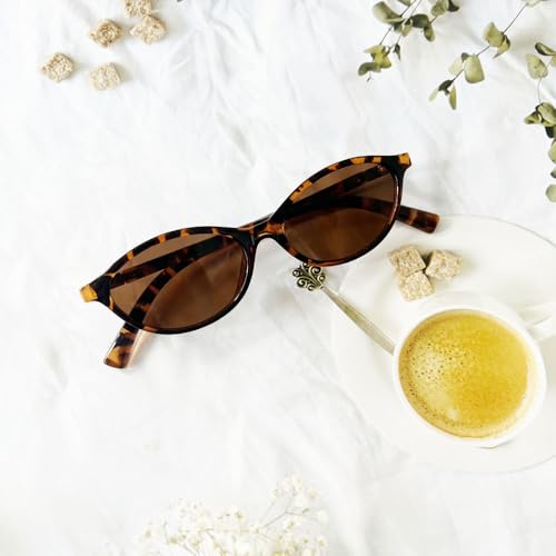 OZPYKAE Retro Oval Sunglasses for Women Men,90s Vintage Lightweight Small Narrow Glasses,Trendy UV Protection Shades4