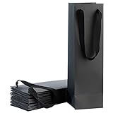 Black Wine Bag for Wine Bottle Whiskey/Spirits, Reusable Bag, Laminated for Extra Strength. (10 Pack)
