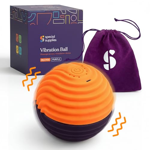 Special Supplies Sensory Massage Ball - Orange & Purple - 4 Vibration Modes Tactile Stimulation Stress Relief Therapy & Sensory Tool for Kids and Adults