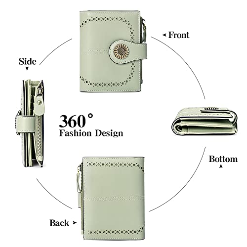 Sendefn Small Womens Wallet Leather Bifold Card Holder Rfid Blocking With Zipper Coin Pocket #TOP3