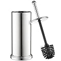 Home-it Toilet Bowl Brush and Holder Set - Chrome Tall Toilet Bowl Cleaner Brush with Lid, Great Bathroom Toilet Scrubber Brush