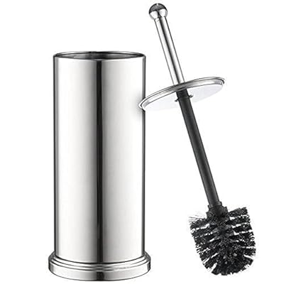 Home-it Toilet Bowl Brush and Holder Set - Chrome Tall Toilet Bowl Cleaner Brush with Lid, Great Bathroom Toilet Scrubber Brush