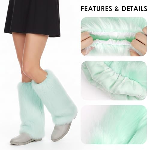 Image of Furry Leg Warmers, Women Faux Fur Leg Warmers Furry Fuzzy Winter Boot Cuffs Cover (1 Pair)