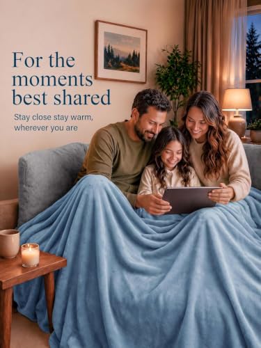 Image of Utopia Bedding Soft Fleece Bed Blanket King Size Stone Blue (90x102 Inch)