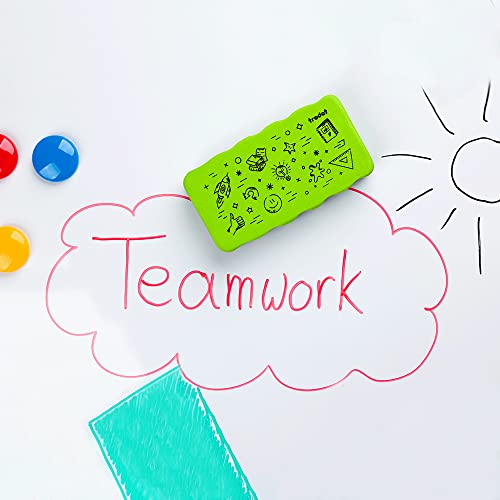 Image of Trodat Classmates Magnetic Whiteboard Eraser - Blue Soft Grip White Board Duster for Dry Erase Markers & Chalk - Strong Magnet for Whiteboards, Planners, Calendars & Classroom Use
