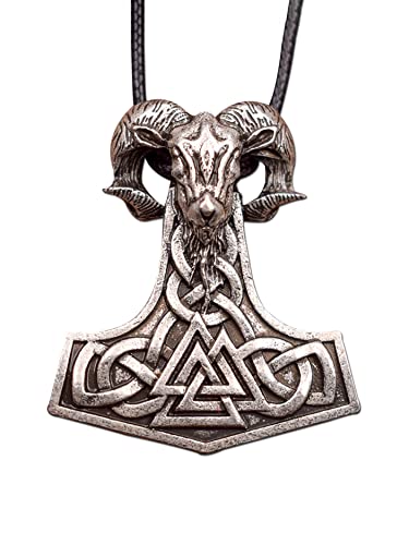 HAQUIL Viking Mjolnir Necklace, Thor Hammer Amulet Pendant, Viking Jewelry Gift for Men