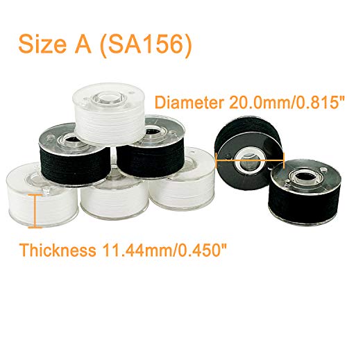 Image of New brothread 144pcs (96White + 48Black) 60S /2(90WT) Prewound Bobbin Thread Plastic Size A SA156 for Embroidery and Sewing Machine Cottonized Soft Feel Polyester Thread Sewing Thread