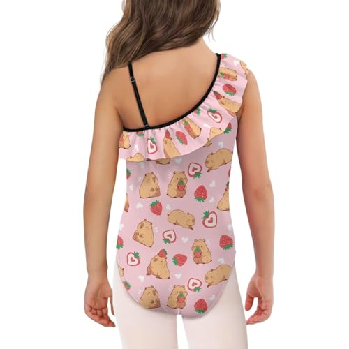 Girls One Piece Swimsuit Ruffle One Shoulder Bathing Suits Beach Swimwear for Kids Beach or Pool Party3