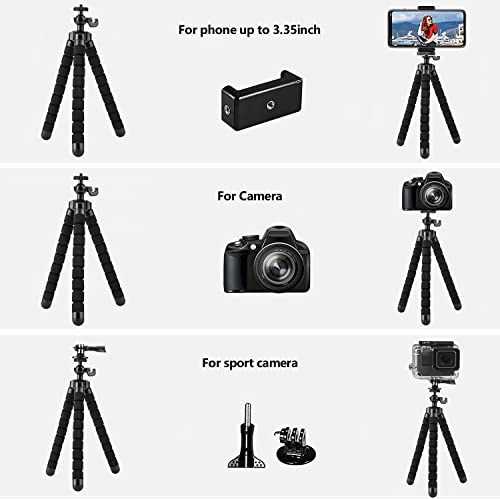 Xabupar Phone Tripod, Flexible Cell Phone Tripod Stand With Wireless Remote, Portable Mini Travel Tripod Stand, Compatible With Iphone, Android, Gopro (Black) #TOP2