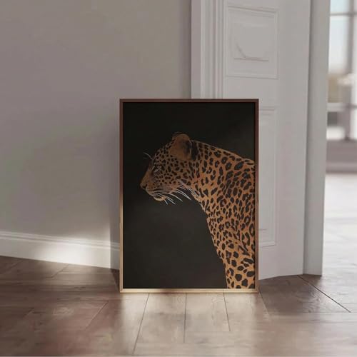 Affiche léopard 50x83cm avec cadre doré moderne pour décoration murale de salon