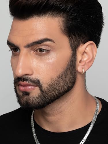 Image of ORIONZ Hoop Earrings for Men & Boys (1 Piece) - 925 Sterling Silver - Gift for Birthday Anniversary - 18k Gold Plated Jewellery - Men Fashion