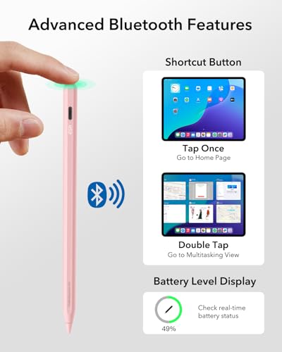 Image of ESR Geo Digital iPad Pencil Findmy Compatible with Apple iPad 2018-2026,with Easy Shortcuts for Apple iPad A16 /10 /9 /8 & Air 13 /11 & Pro 12.9 /13 /11 & Mini 7 /6 /5,Pink(No Wireless Charging)