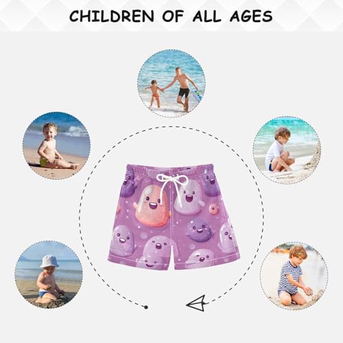 Pigsaly Boys Swim Trunks Pink Purple Mauve Dusty Rose Cute Ghost Boys Board Shorts Swimsuit Swimwear Summer Bathing Suit 3T 5