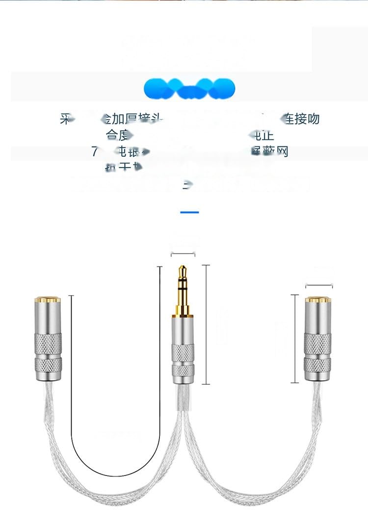 Cavo audio da 3,5 a due uscite, da un maschio a due femmina, in argento sterling