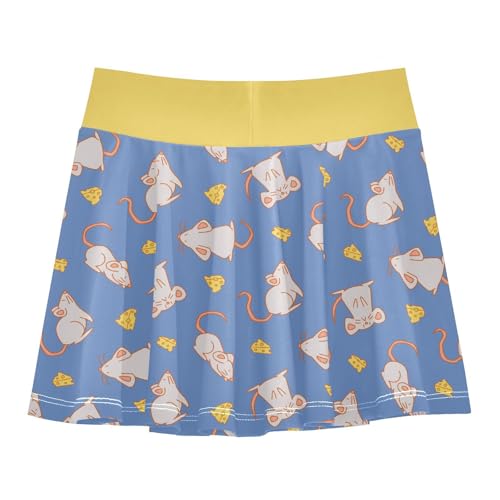 Girls Skorts High Waist Athletic Skirts with Shorts Mouse Mice Cheese Stretchy Teens Performance Tennis3
