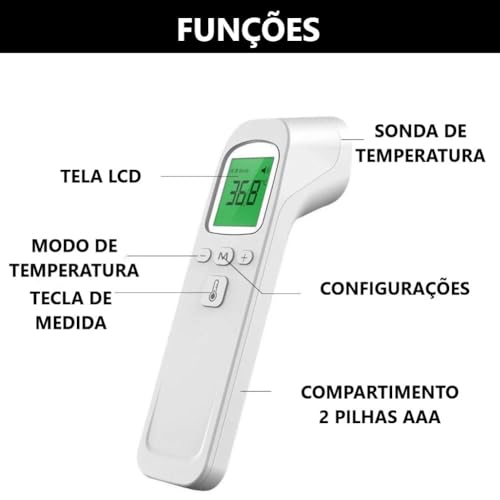 Termometro Digital De Testa Infravermelho Portátil - Sem Contato Medição Precisa Com Memória E Alarm