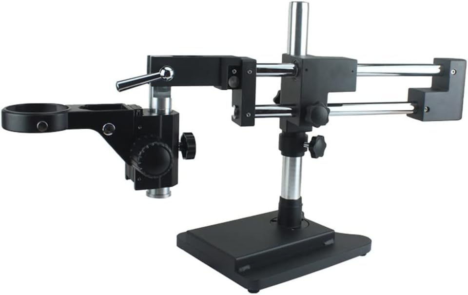Microscope Accessories Kit Double Boom Lab Industrial Zoom Stereo Microscope Stand Holder Bracket Arm 76mm for Trinocular Microscope Binocular Microscope Microscope Slides(Black)