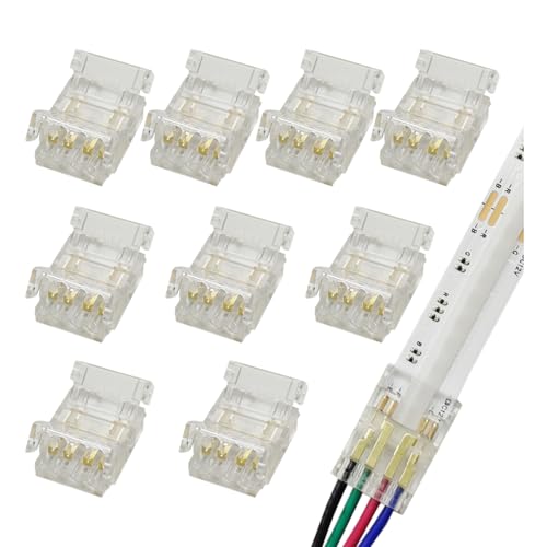 Connecteur bande LED COB RVB 10mm 4 broches adaptateur fil 22 AWG raccord