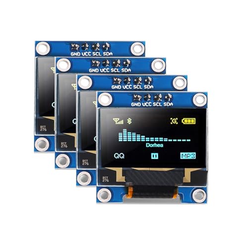 Image of 4 Pcs 0.96 Inch OLED Display Module 128x64 Pixel SSD1306 I2C IIC Screen Compatible with Arduino Raspberry Pi Blue and Yellow