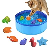 Katzenpool, Mit Fisch Wasser Spielzeug Faltbarer Pool 50x10cm Katzen Pool, Interaktives Wasserspielzeug, Tragbares Katzen Hundepool für Katzen und Hunde zum Spielen Baden Verwendet