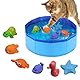 Katzenpool, Mit Fisch Wasser Spielzeug Faltbarer Pool 50x10cm Katzen Pool, Interaktives Wasserspielzeug, Tragbares Katzen Hundepool für Katzen und Hunde zum Spielen Baden Verwendet