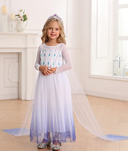 LiUiMiY Girls Princess Costumes Dress up for Halloween Carnival Chiristmas White 4-5 Years (Tag 120) - Image 2