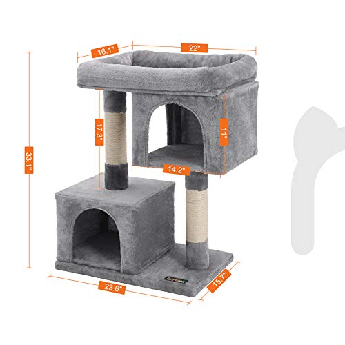 FEANDREA Cat Tree for Large Cats, Cat Tower 2 Cozy Plush Condos and Sisal Posts Cat House UPCT61W