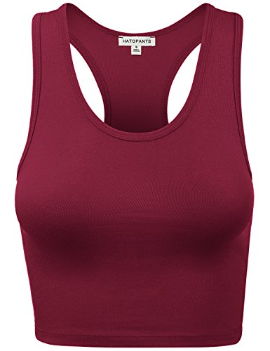 HATOPANTS Women s Cotton Racerback Lingerie Camisoles Basic Crop Tank Tops Wine S