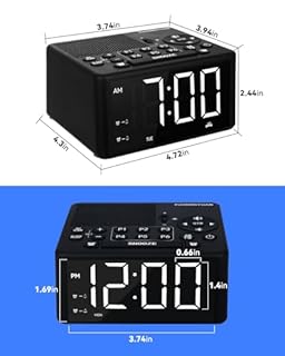 Digital Alarm Clock Radio with AM/FM Radio, Presets, Scan, Dual Weekday/Weekend Alarms, Snooze, Sleep Timer and Dimmable White LED Display for Bedroom, Living Rooms, Kitchens, Offices, etc (White)