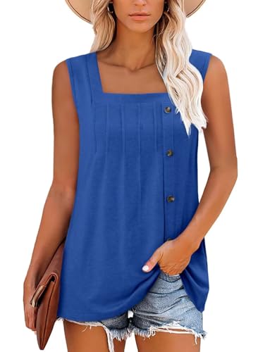 KISSMODA Womens Boho Tops for Summer Sleeveless Tanks Loose Fit Casual Blouse Daily Shirts for Leggings (S-3XL)