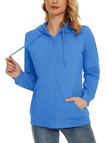 Tacvasen Zip-Up Hoodie For Women Comfy Lightweight Fleece Casual Basic Sports Sweatshirt With Pockets Azure, Xl #TOP1