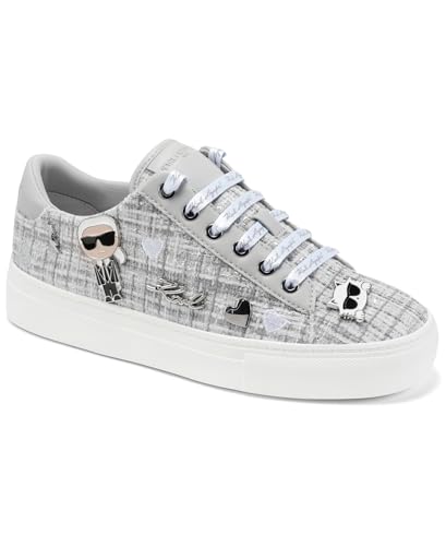 Image of Karl Lagerfeld Women's Cate Pins Tweed Lace up Sneaker