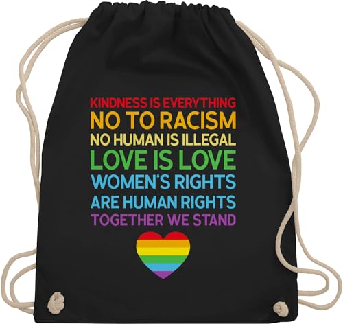 Turnbeutel Rucksack - LGBTQ Kleidung Flag - Together We Stand – Pride - Unisize - Schwarz - lgbtq-tasche lgbt love is love stoffrucksack lgbtq+ beutel csd tasche lesbian stofftasche lqbtq bag gay